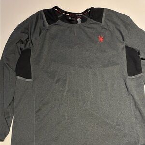 Spyder Men's Dark Gray and Black Long Sleeve Tee
